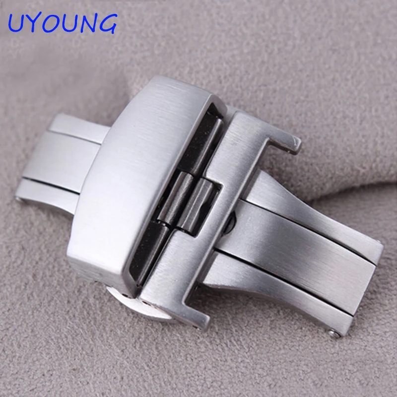 

20mm New High Quality Brushed Silver Stainless Steel Butterfly Deployment Clasp Buckle For Watch Strap Band Strap Bracelet