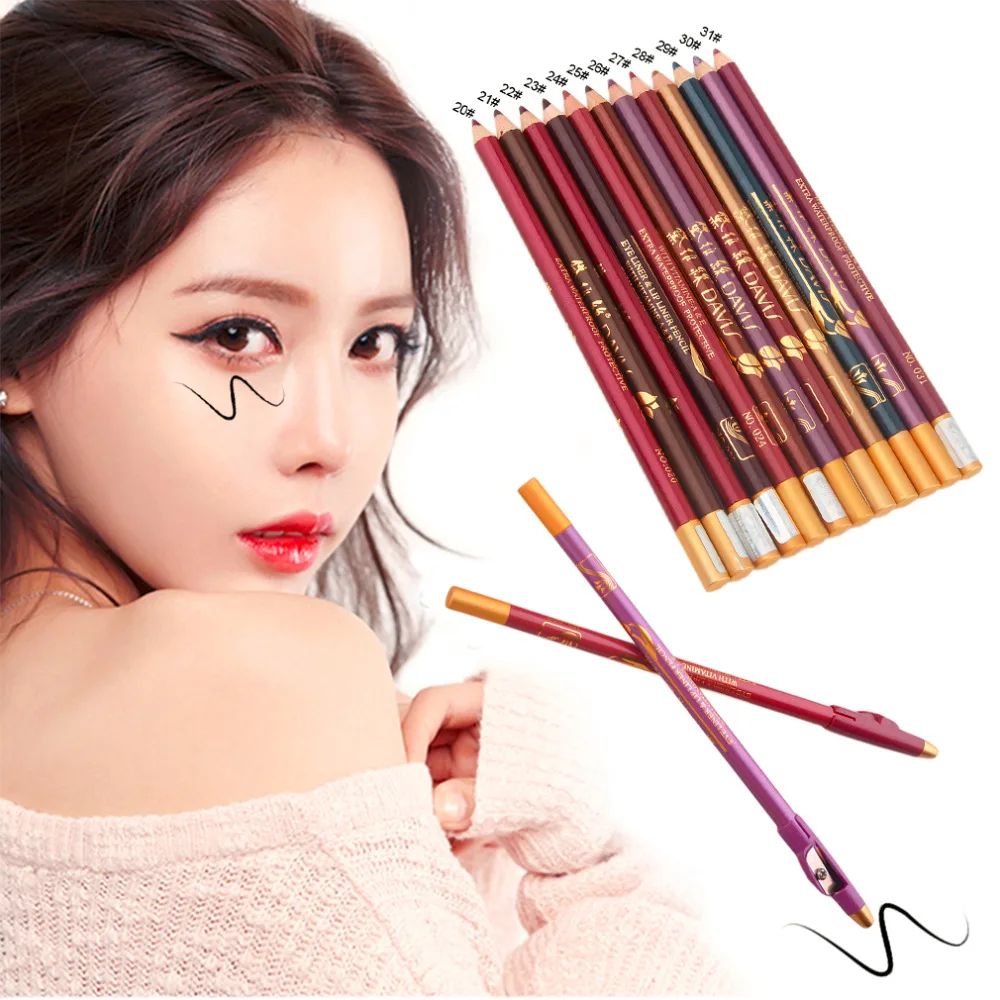 2016 Dual Use 12pcs/Set Fashionable Eye Liner Makeup Tools Accessories Long Lasting Lip Eyeliner