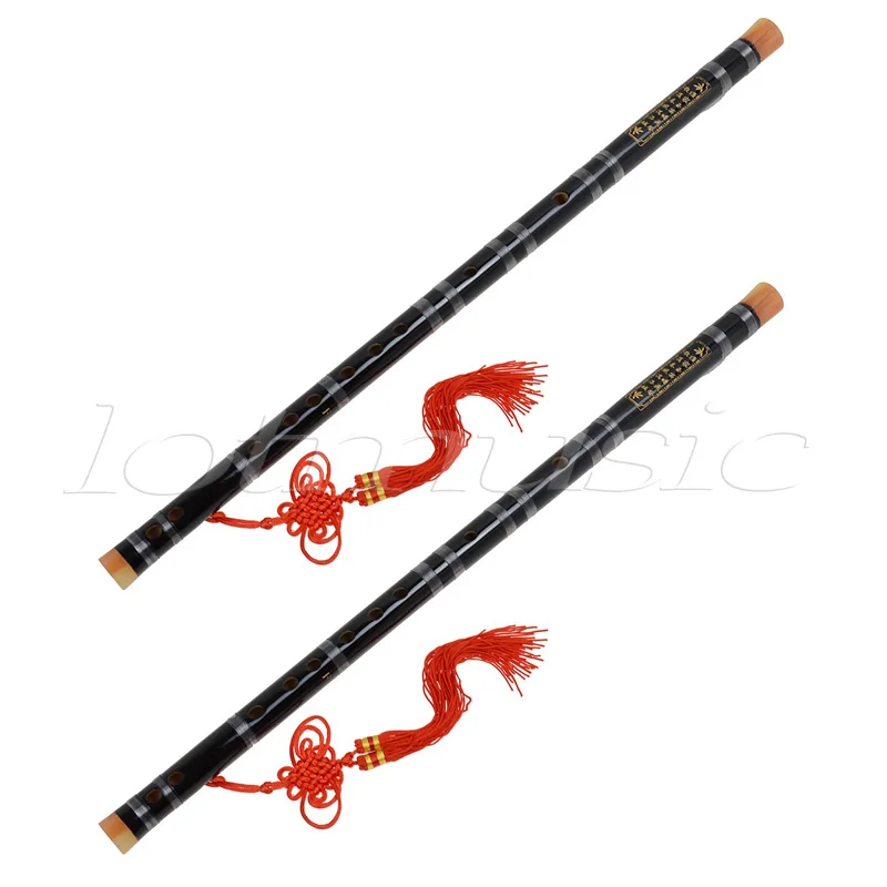 

Kmise 2 set Black Paint Traditional Chinese Bamboo Flute Dizi F Key Musical Instrument