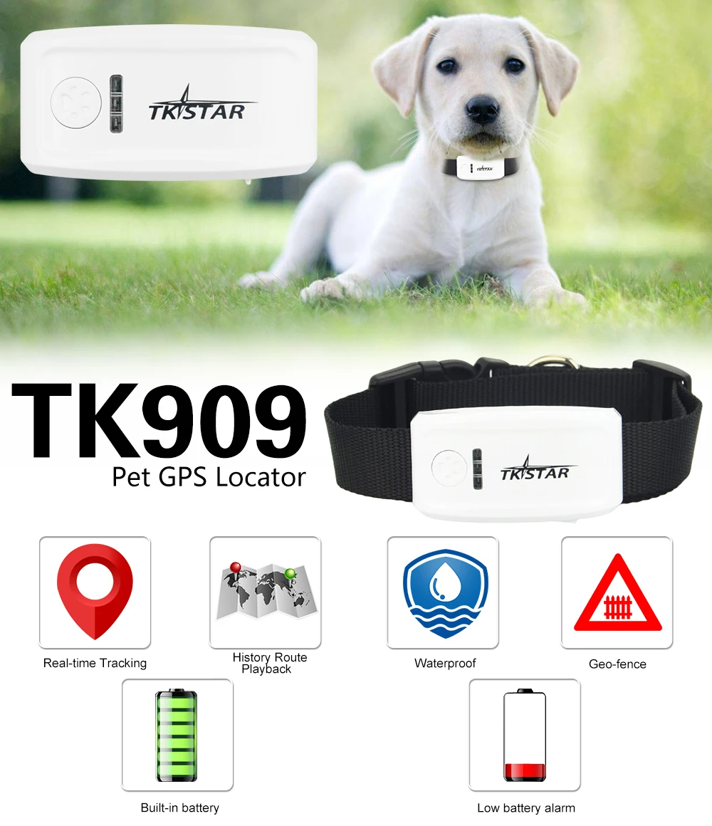 Горячая Tkstar TK909 gps трекер для домашних животных собак кошек коров отслеживание в реальном времени Google карта веб-/приложение отслеживание, 4 цвета без коробки