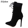 Eilyken 2022 New Flock Ankle Boots Women For Autumn Winter Fashion Pointed Toe Thin Heels Zipper Rivet Woman Chelsea Boots ► Photo 3/6