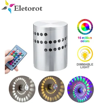 

Colorful RGB Spiral Hole Wall Lamp 360 Degrees Cafe KTV Bar Surface Install LED Light Luminaire Remote Control Corridor Lights