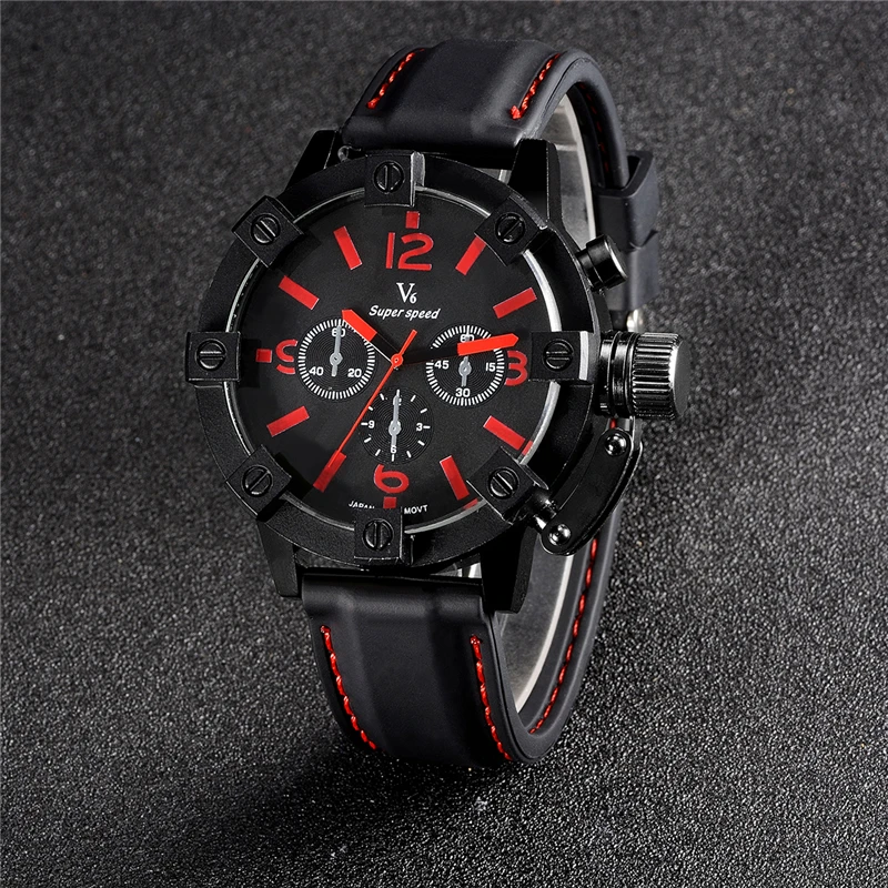 

V6 Fashion Brand Watch Men Quartz Watch 2018 Mens Watches Waterproof Sport Military Leather Watches Men Clock Relogio Masculino
