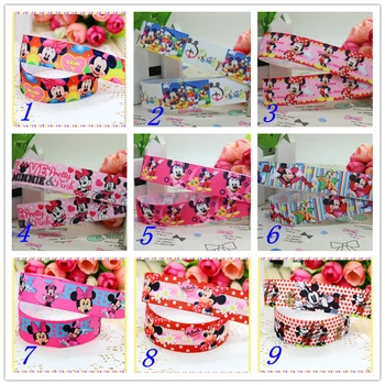 

7/8'' Free shipping mickey minnie cartoon printed grosgrain ribbon hairbow headwear party decoration diy wholesale OEM 22mm D293