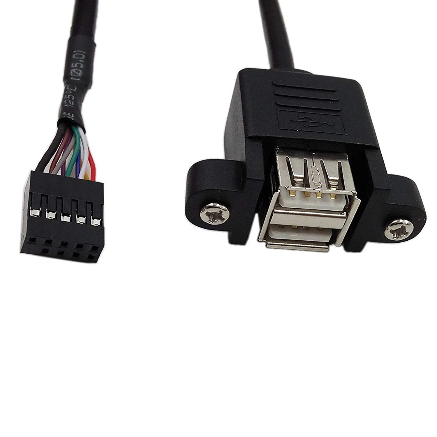 50 см двойной USB 2,0 A Женский Панель Крепление-10 P 0,1 дюймов Заголовок шаг материнская плата кабель
