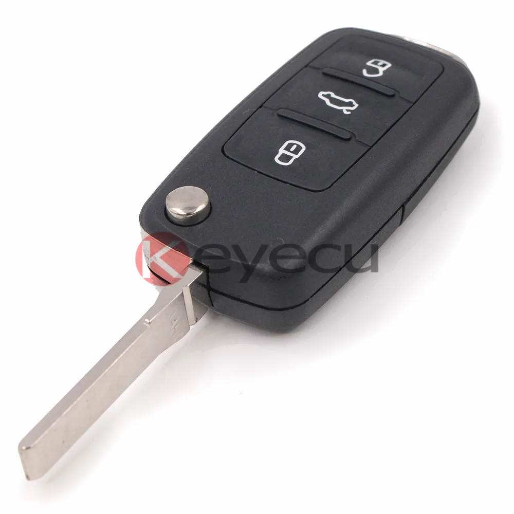 

Keyecu 3PCS/LOT New Folding Remote Car Key Fob 3 Button 434MHZ ID48 for Volkswagen 5K0 837 202 Q