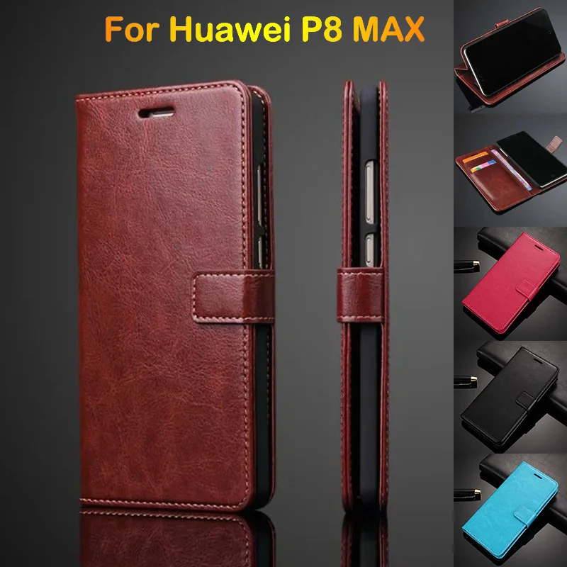 Leather Wallet Case For Huawei Ascend P8 max Flip Cover Case Leather Phone Case For Huawei P8 Max Fundas Card Holder Brown Black