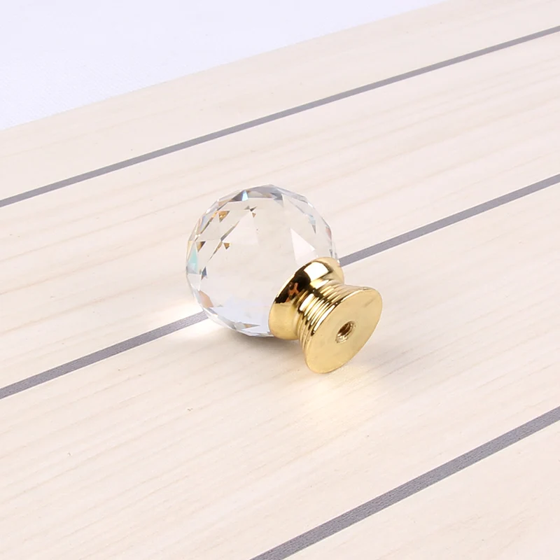 10 шт./лот 30 мм прозрачный кристалл(шариковая форма) Золотая основа одной двери ручка/выдвижной шкаф аксессуар для ящичков SJ-3001