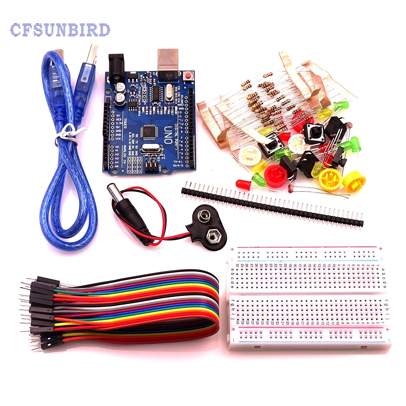 1 Set new Starter Kit UNO R3 mini Breadboard LED jumper wire button for Arduin compatile frree shipping top selling high qualiy uno r3 starter kit 1602 lcd dot matrix breadboard led resistor hot selling