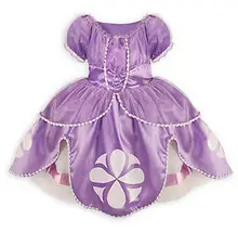 2016 Fancy Dress Baby Girls font b Kids b font Clothes Cartoon Sofia Purple Pageant Princess
