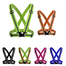 Buy Multiple Lower Discounts! Reflective Safety Vest Adjustable Elastic Strap High Visibility Unisex Outdoor Running Cycling