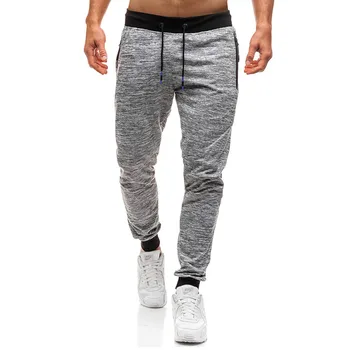 

Solid Fitness Grey Sweatpants Men Joggers With Zipper Pockets Causal Men Fitness Gym Sports Pants Workout Skinny Trousers Male