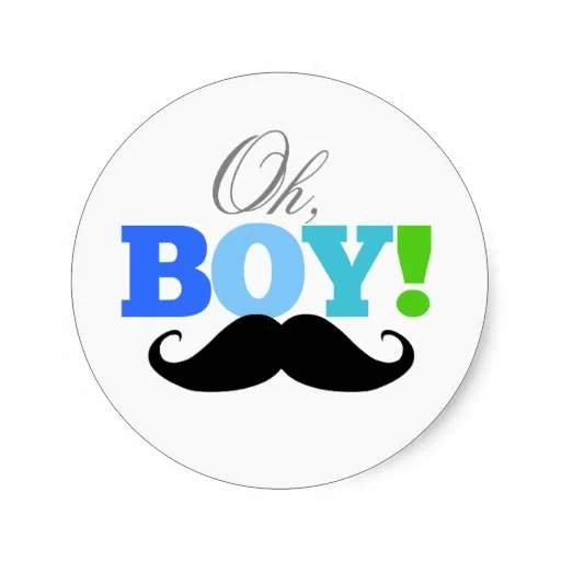 3.8cm Oh Boy Mustache Baby Shower Invitations Stickerin