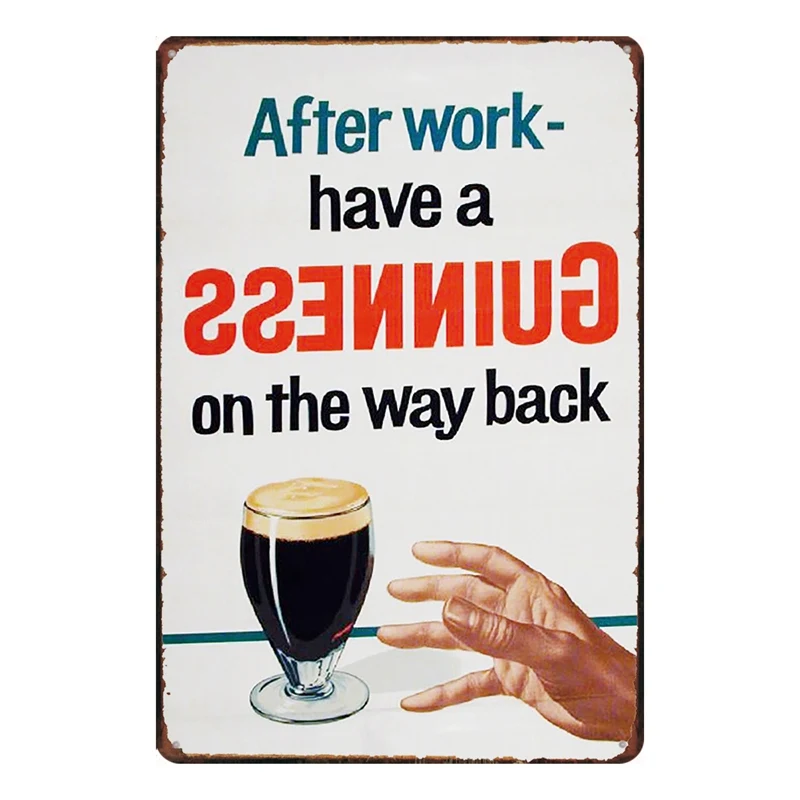 Guinness Vintage Metal Signs Shabby Chic Wall Cafe Home Pub Art Kitchen Bar Decoration Cuadros 30X20CM SA-2046 | Дом и сад