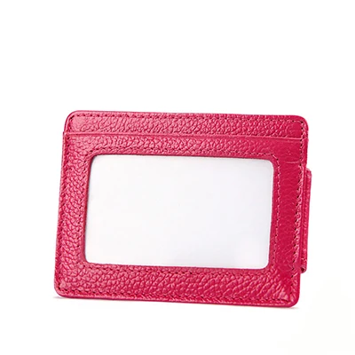 LAOSHIZI LUOSEN тонкий банк/ID/кредитной держатель для карт пояса из натуральной кожи для мужчин RFID кошелек клип магнитная визитница kartvizitlik порте carte - Цвет: Pink