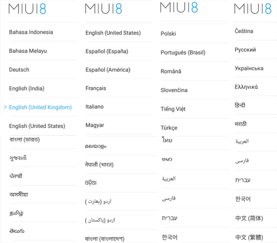 redmi 4A 32GB language