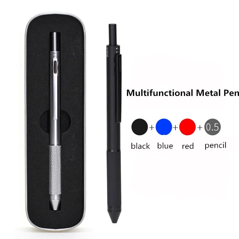 

All metal Multi functional Four colour Ball Pencil Composite Pencil Business Creativity Of Office Students'atom Pen
