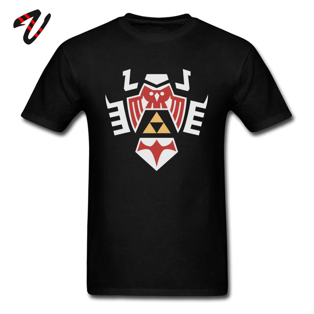 Printed On Comics Summer/Autumn 100% Cotton Fabric O-Neck Men Tops & Tees Custom Tee Shirts Latest Short Sleeve Tshirts Zelda Hylian Shield Majoras Mask Shirt 129 black