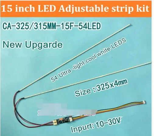 

Free shipping 100PCS 325mm Adjustable brightness led backlight strip kit,Update 15inch monitor LCD ccfl panel to LED backlight