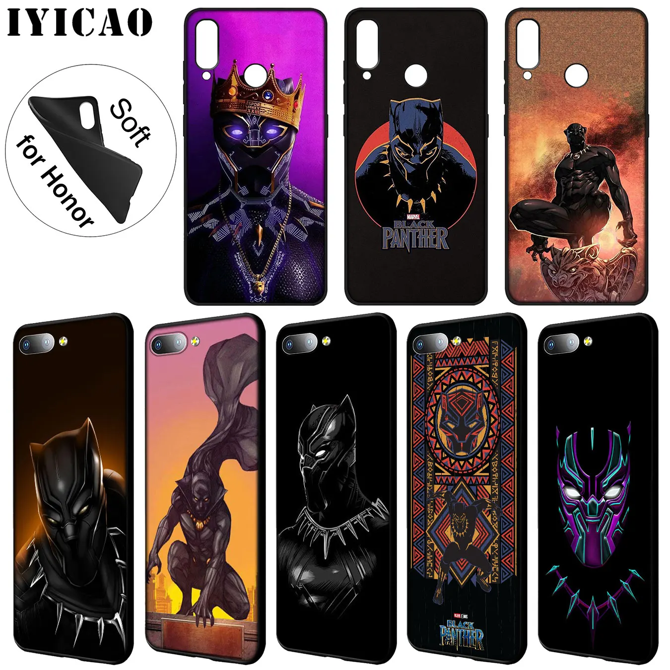 IYICAO Мстители Marvel Черная пантера мягкий чехол для Huawei Y9 Y7 Y6 Prime 2019 Honor 20 8C 8X 8 9 9X 10 Lite 7C