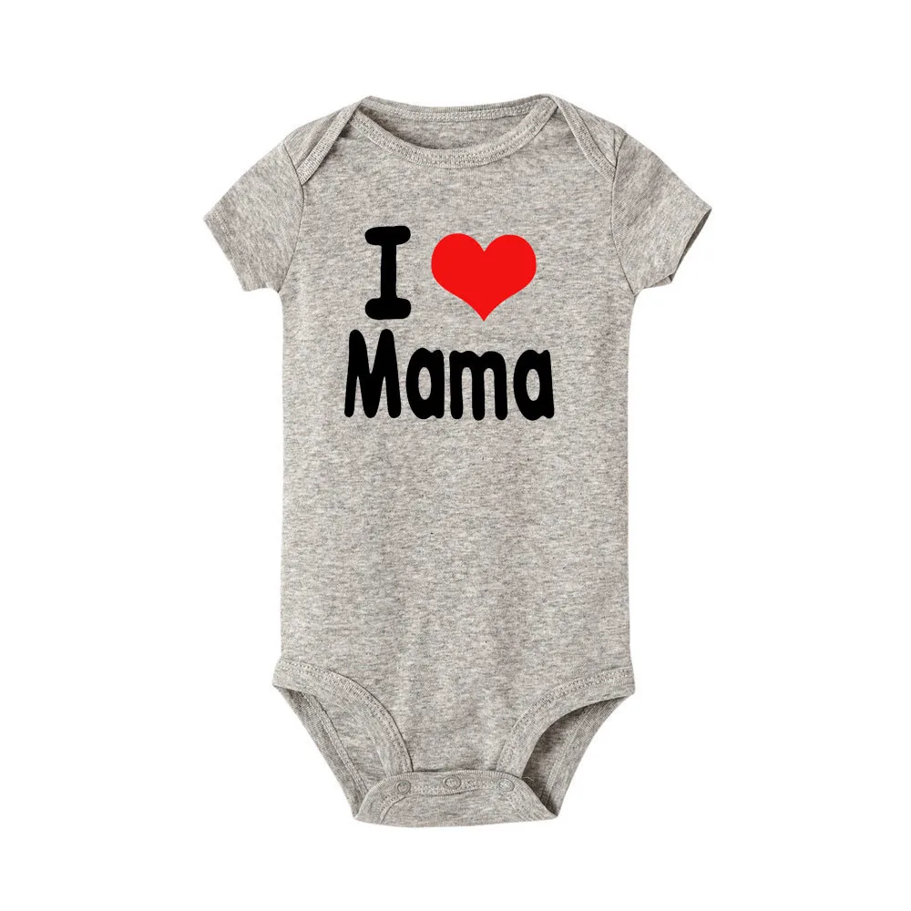 Cotton Long Sleeve I Love Mama Papa Newborn Baby Bodysuit 