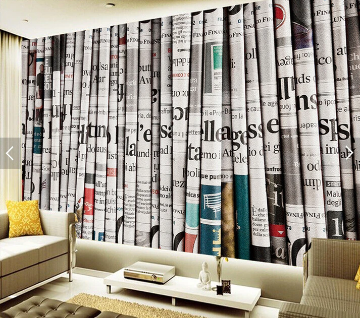 Custom-retro-wallpaper-newspaper-murals-for-the-living-room-restaurant ...