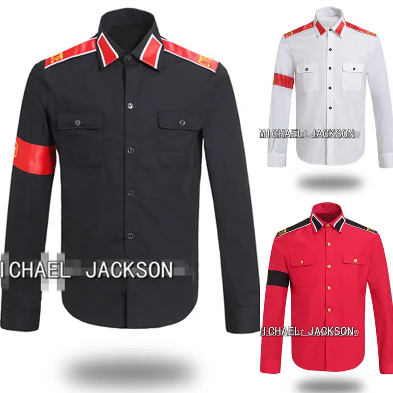 

MJ Michael Jackson CTE anti-war armband Embroidery outwear Black Red White Color Imitation Shirt
