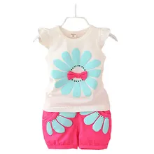 Коллекция года, летняя детская одежда для маленьких девочек спортивный костюм для маленьких девочек, ребенок младенческого возраста, комплект одежды, брендовый костюм комплекты из 2 предметов