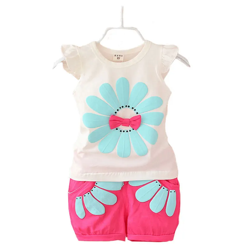 

2017 summer baby girls kids clothes outfit sports suit for toddler girl infant baby child wear clothing set brand suit 2pcs sets