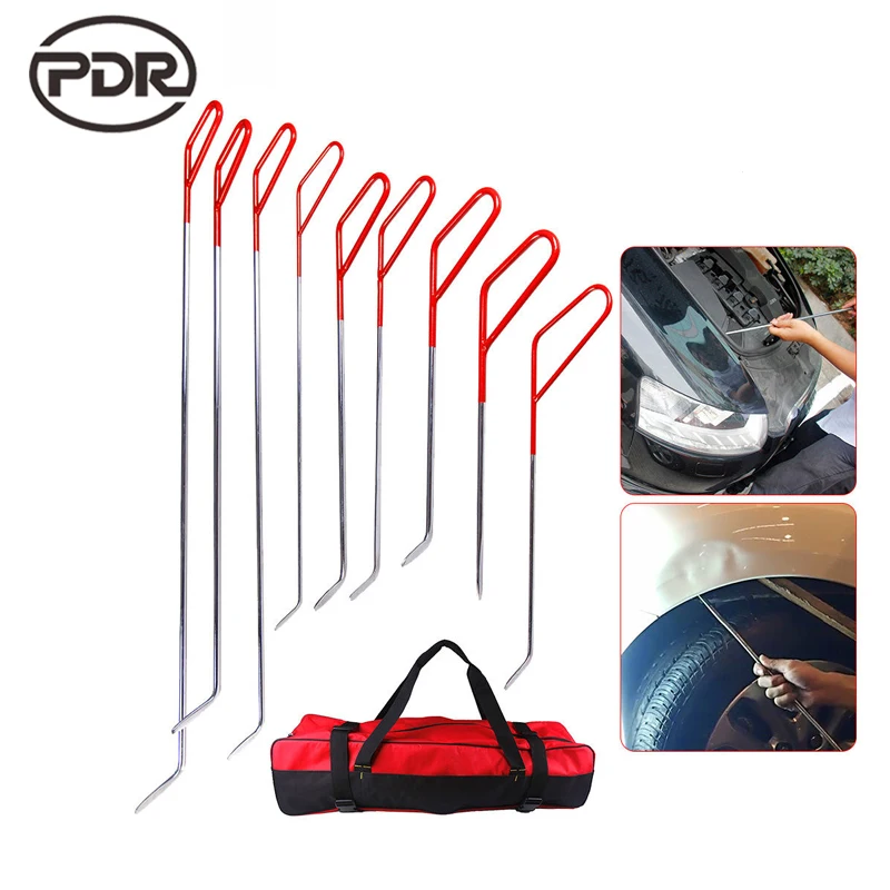 

PDR Tools Hooks Push Rod Paintless Dent Repair Tools Dent Removal Hail Damage Repair Hand Tool Sets