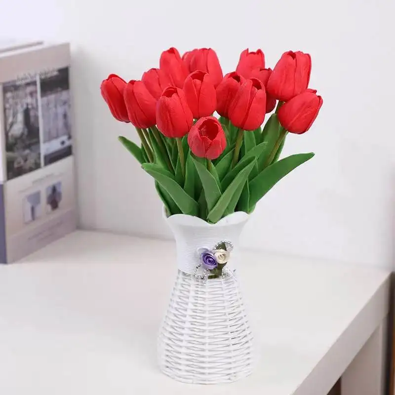 1 шт. Искусственные цветы тюльпаны настоящий сенсорный Искусственный букет из цветов для дома подарок свадебные декоративные цветы - Цвет: red