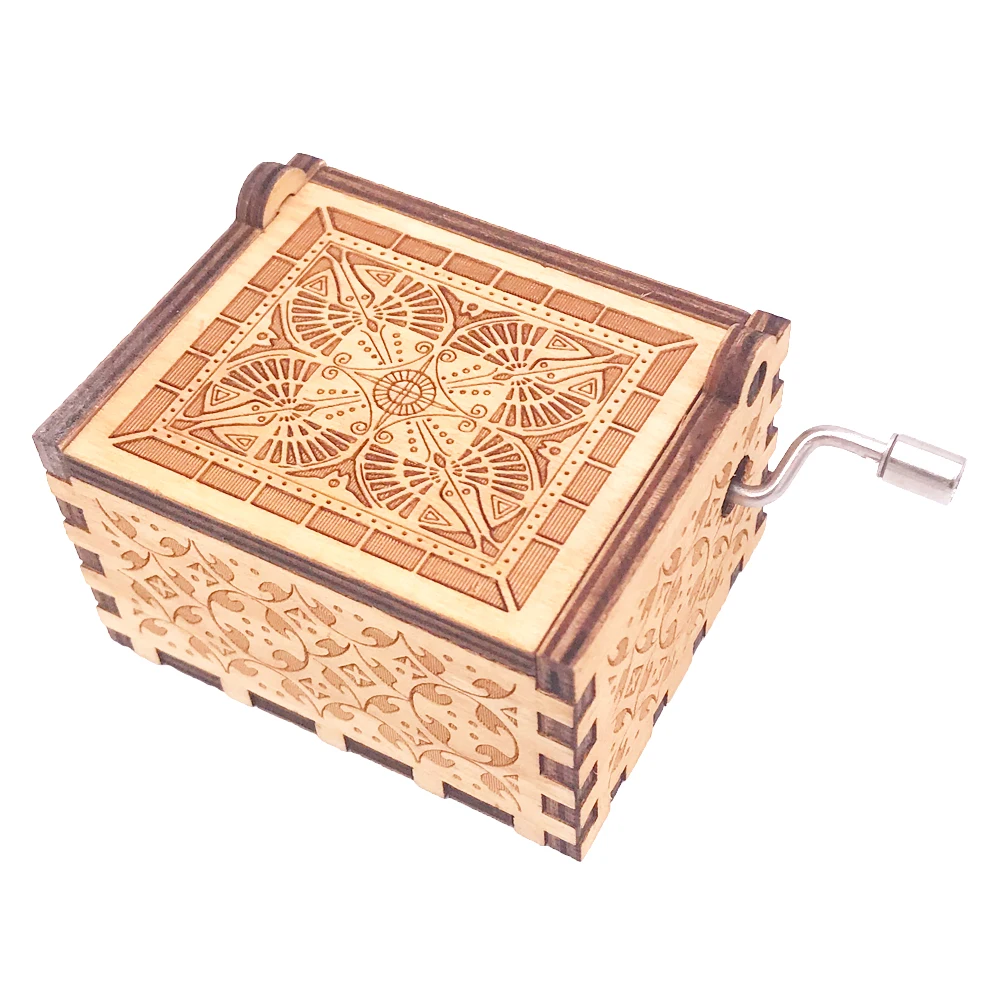 YouTang Music Box Hand Crank Musical Box Carved Wood Musical Gifts Toys for Boys Christmas Gift for Kids,Play Imagine
