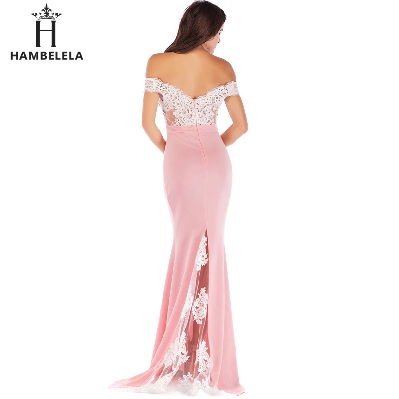HAMBELELA Vestido De Festa Pink Black Red Mermaid Dress Lace Top Bodice Slim Long Formal Party Dress Charming Wedding Party Gown (14)