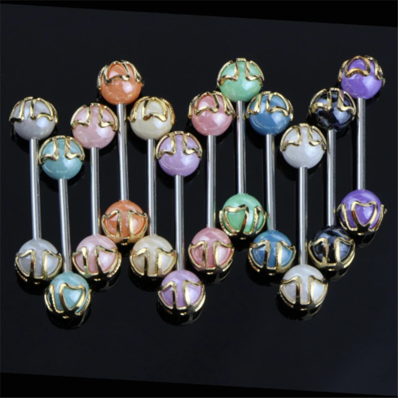 

Fashion Stainless Steel Helix Tongue Rings Piercing Multicolor Flowers Labret Rings Body Barbell Piercing Nipple Rings Jewelry