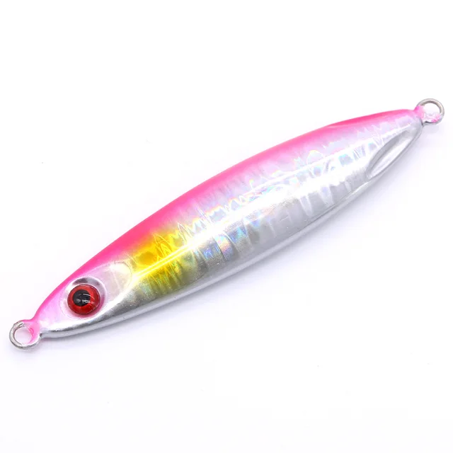 CASTFUN Slow Blatt Cast Wide Shore Jigging Lure 10g 15g 40g 60g 1pc Metal Jig Fishing Lure Casting Jig Lures Pink