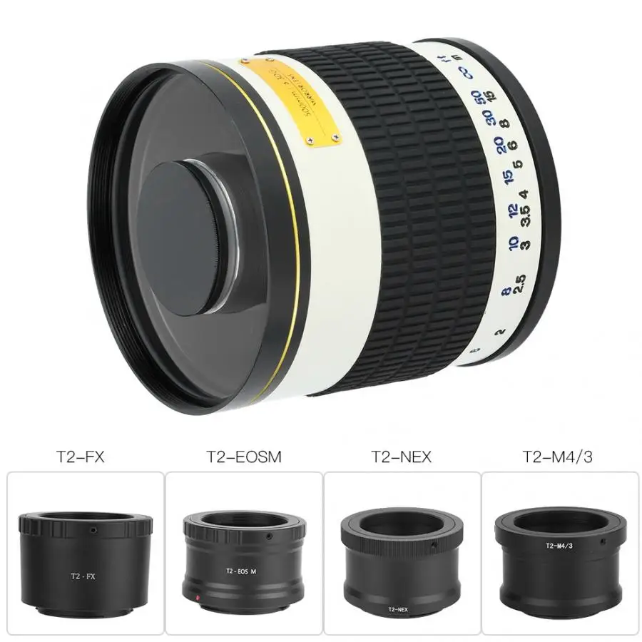 

Durable Manual Focus 500mm f/6.3 Telephoto Mirror Lens for Mirrorless Camera