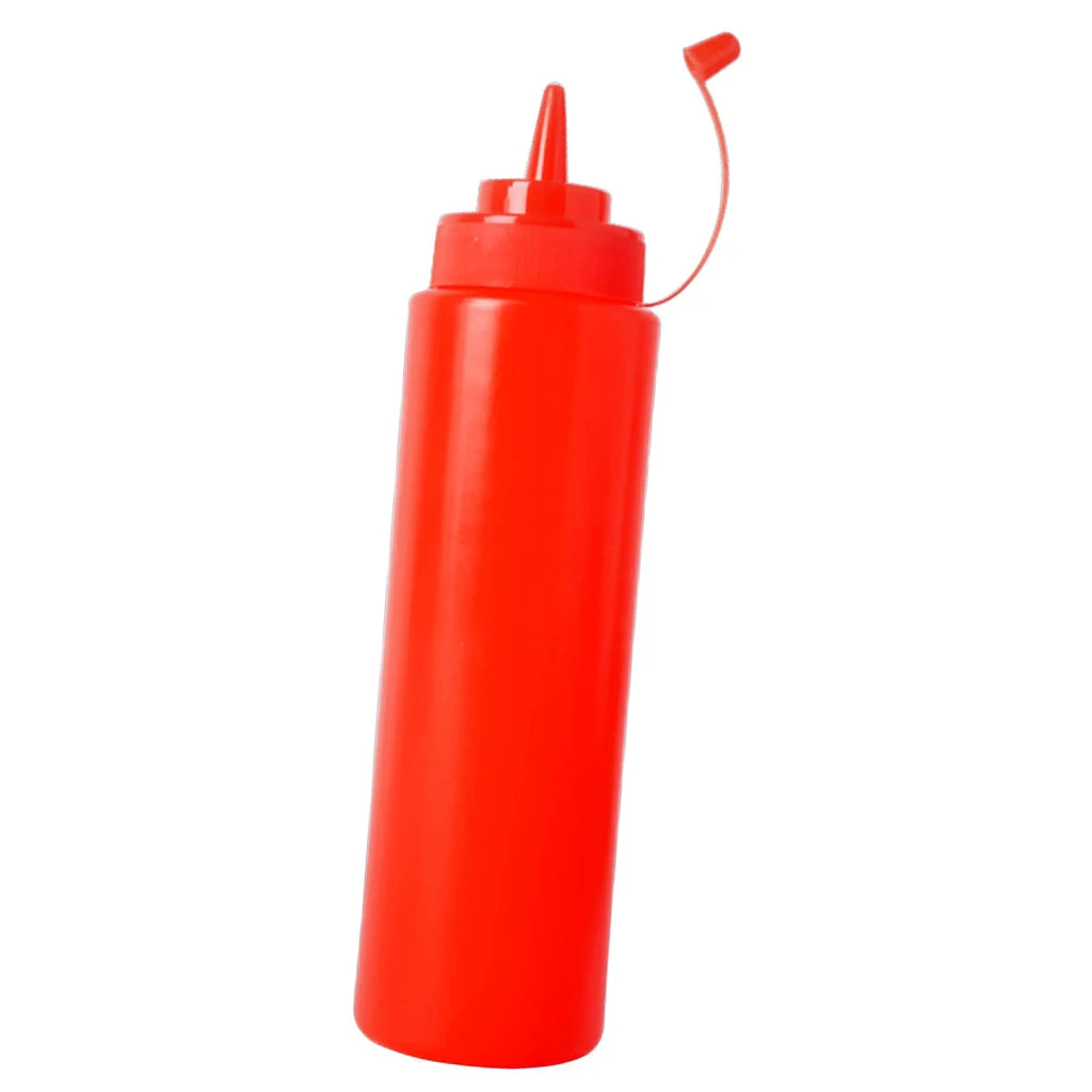 Durable Kitchen Accessories Mustard Vinegar Salad Sauce Plastic Squeeze Oil Dispenser Bottle Ketchup Mustard Dispenser Red 240ml