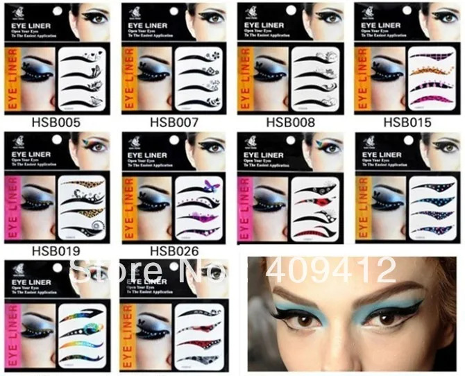 

10 pack Eyeliner Tattoos Tape with 40 different styles Makeup Sticker for Making naked Eye Shadow