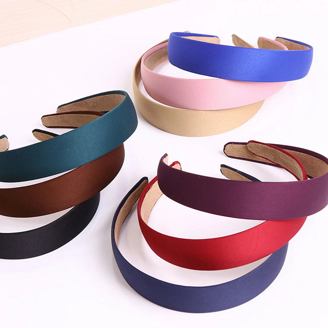

Vintage Turban Hairband Canvas Wide Headband Solid Bezel Hairbands Satin Covered Resin Hair Accessories For Woman Girls