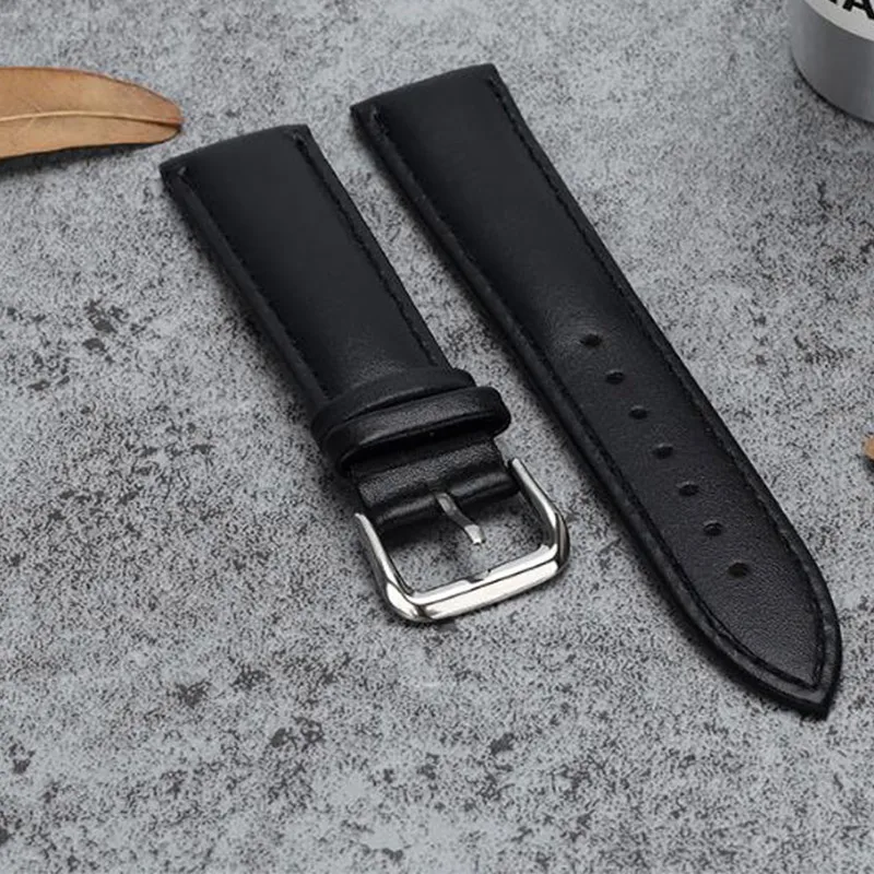 Black Genuine Leather Men's Leather Strap Watchband Strap Watch 12mm 14MM 16MM 18mm 20mm 22MM Watchband Saat 