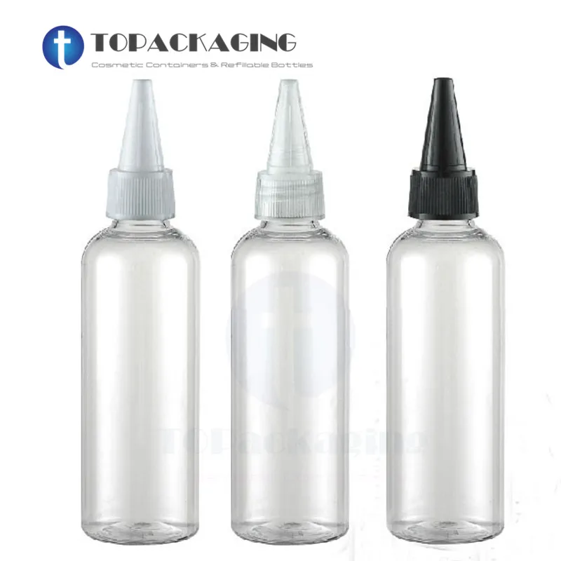 30PCS/LOT-100ML Needle Nose Cap Bottle Clear Plastic Cosmetic Container Empty Makeup Sub-bottling Sample Hair Perm Lotion Vials | Красота и