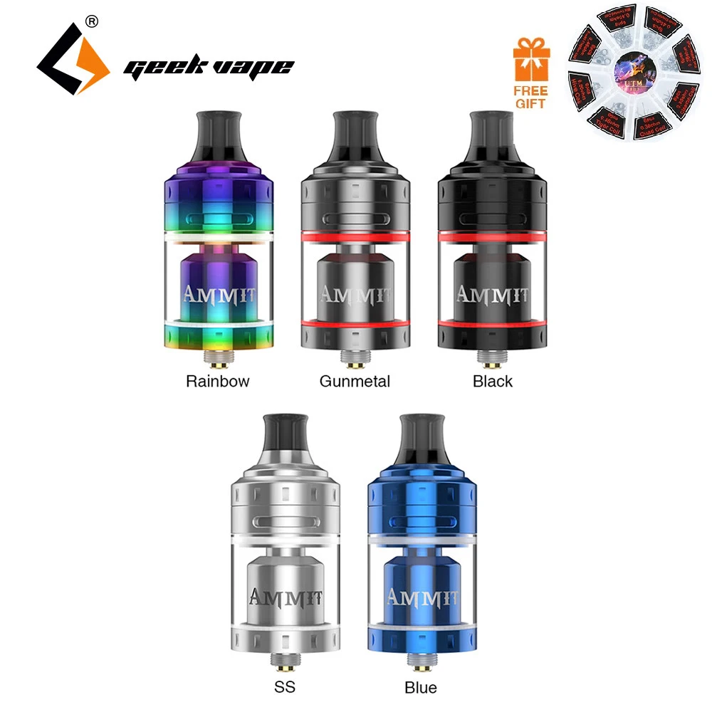 

Free Gift coil ! Original Geekvape Ammit MTL RTA 4ml capacity With innovative 3D airflow system Single Coil Leak-proof Atomizer