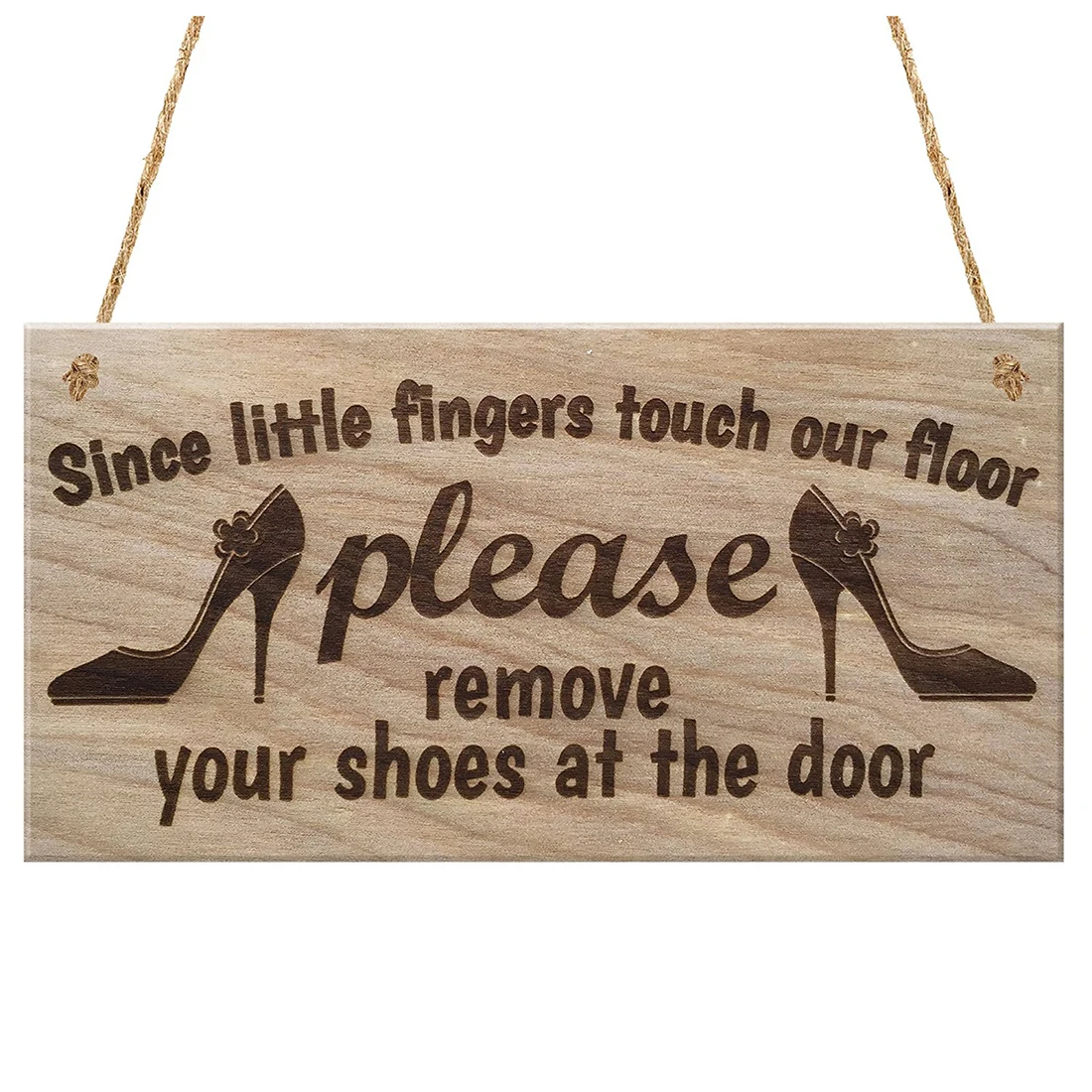 Практичный бутик, так как маленькие пальцы коснутся нашего пола, пожалуйста, снимите обувь у Двери Табличка деревянная вывеска подарок - Цвет: wood coffee