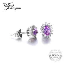 Jewelrypalace 1.5ct óvalo creado alejandrita de princesa diana william kate middleton sapphire stud pendientes plata de ley 925
