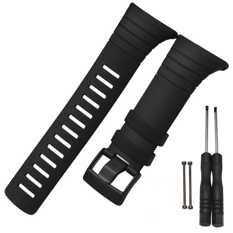Black-Silicone-Rubber-Watch-Strap-Outdoor-Sports-Watch-Bands-Bracelet-Connecting-ring-screw-adapter-For-Suunto (2)