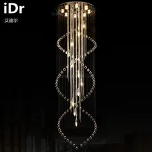 Creative high quality villa staircase lighting penthouse stair lamp long living room crystal chandelier stairs free