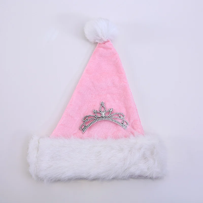 Детские рождественские украшения, розовая корона, рождественские шапки, костюм Санты, аксессуары для волос