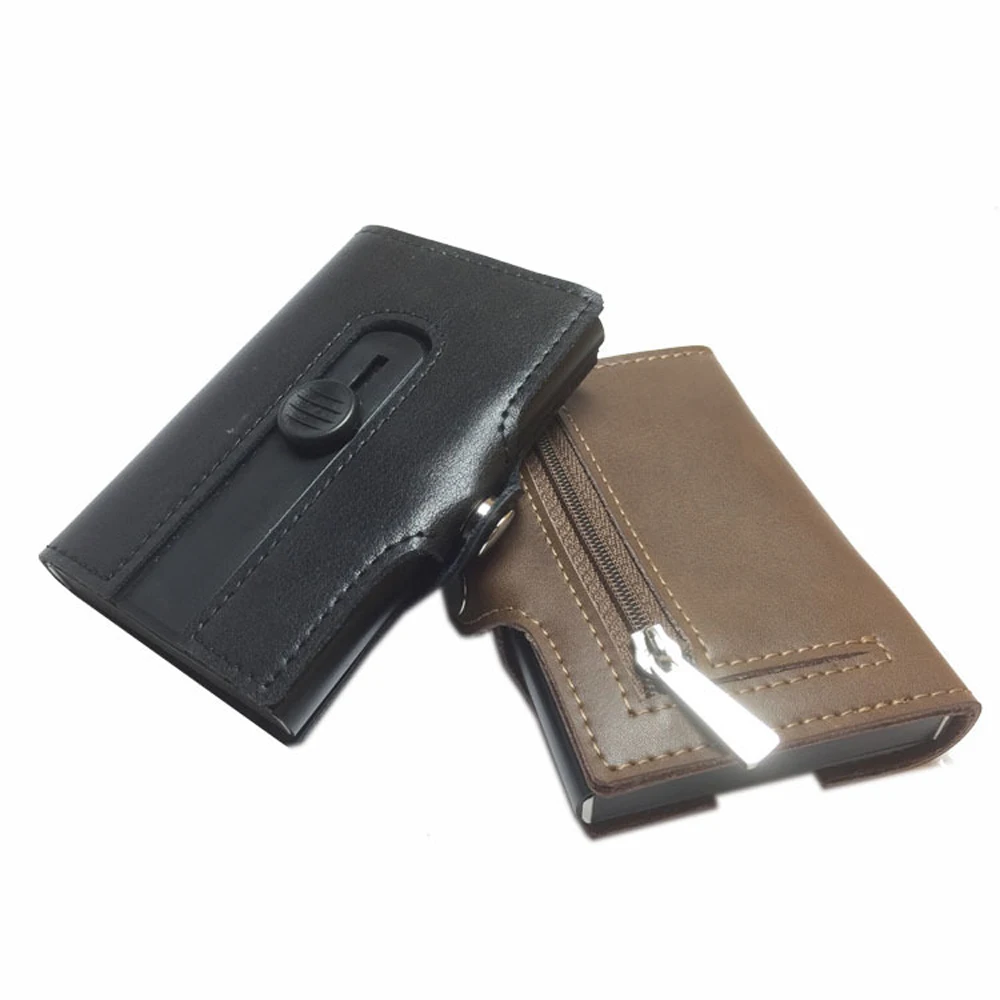 Cizicoco держатель для карт Для мужчин и Для женщин Чехол Smart из натуральной кожи чехол-портмоне с отделением для карт, на застежке, мини-кошелек для монет с защитой от RFID, для карт посылка