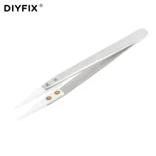 DIYFIX Anti-static Ceramic Tweezers Insulated Pointed Tip Heat Resistant Pliers Electronic Cigarette Resistance Wire Hand Tool