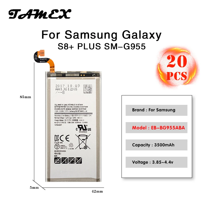 Высококачественная сменная батарея для Samsung Galaxy S8 plus EB-BG955ABA G9550 S8Plus SM-G9 G955 3500mAh Batteria